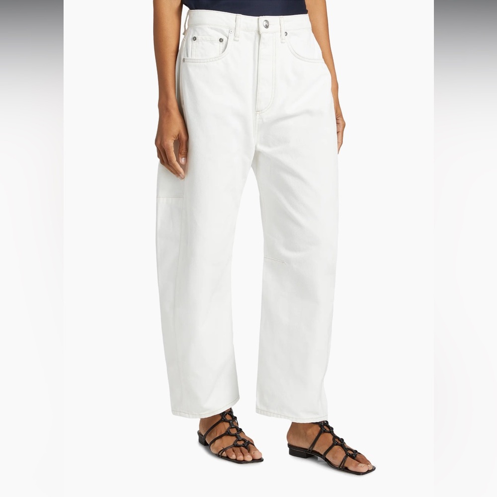 NWT Rag & Bone Charlie High-Rise Barrel-Leg Jeans – White, Size 31